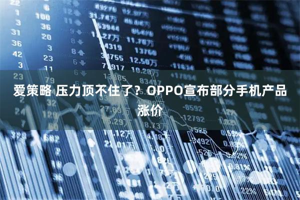 爱策略 压力顶不住了？OPPO宣布部分手机产品涨价