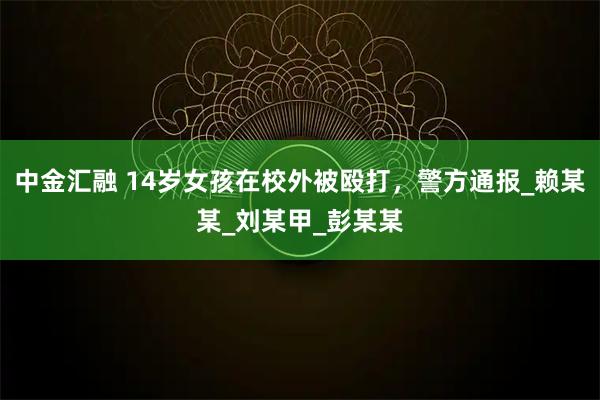 中金汇融 14岁女孩在校外被殴打，警方通报_赖某某_刘某甲_彭某某