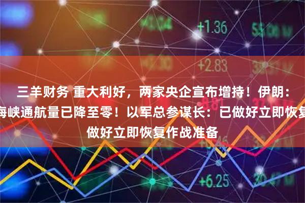 三羊财务 重大利好，两家央企宣布增持！伊朗：霍尔木兹海峡通航量已降至零！以军总参谋长：已做好立即恢复作战准备