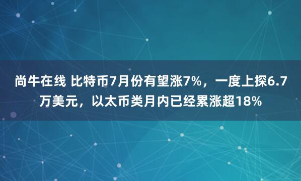 尚牛在线 比特币7月份有望涨7%，一度上探6.7万美元，以太币类月内已经累涨超18%